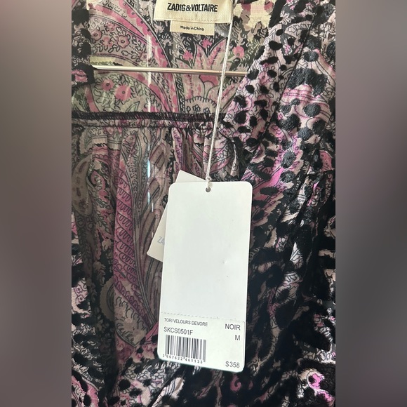 NWT ZADIG & VOLTAIRE Tori Velours Devore Tunic Size M - Picture 5 of 6